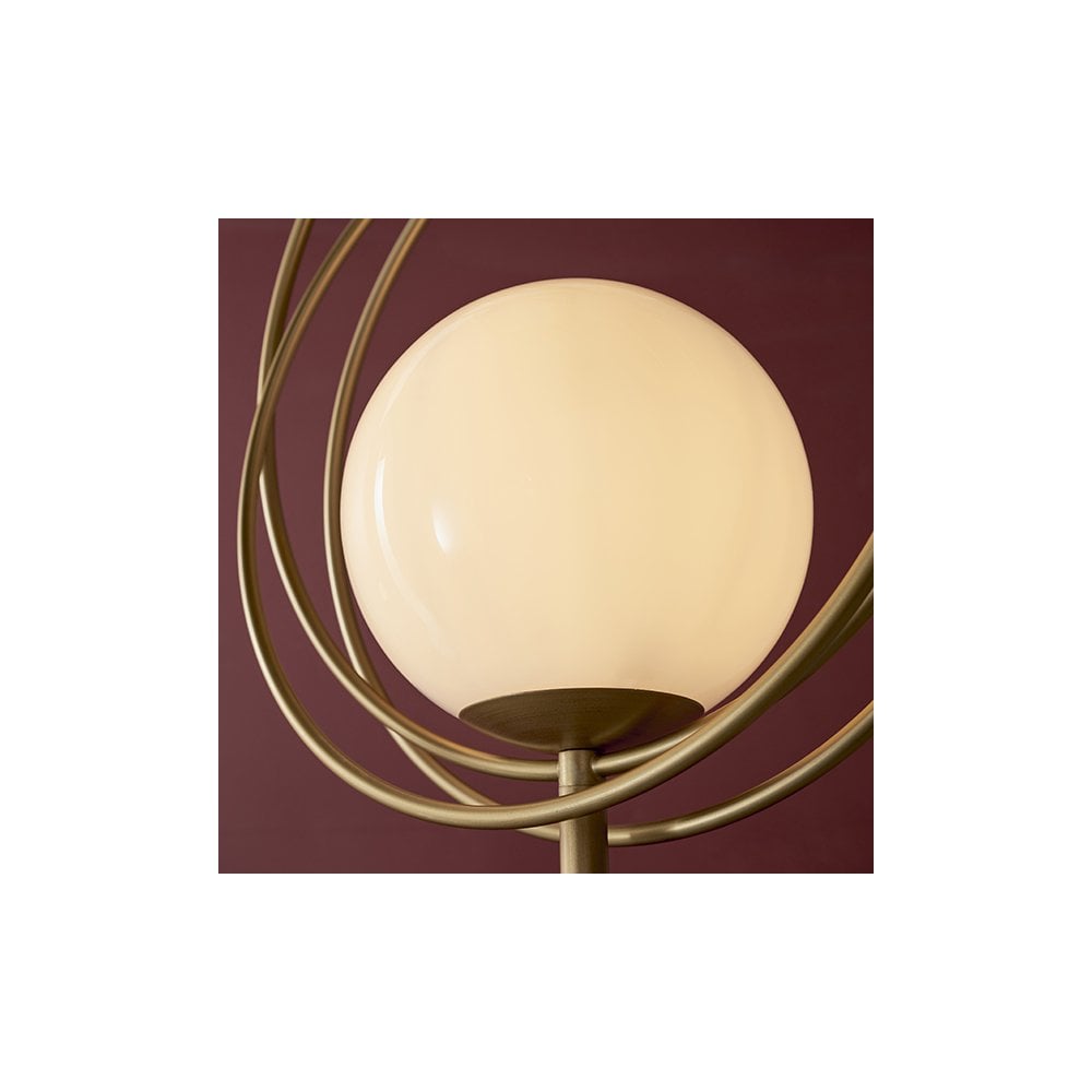 1 Light Floor  Lamp Brushed Gold Paint & Gloss Opal Glass