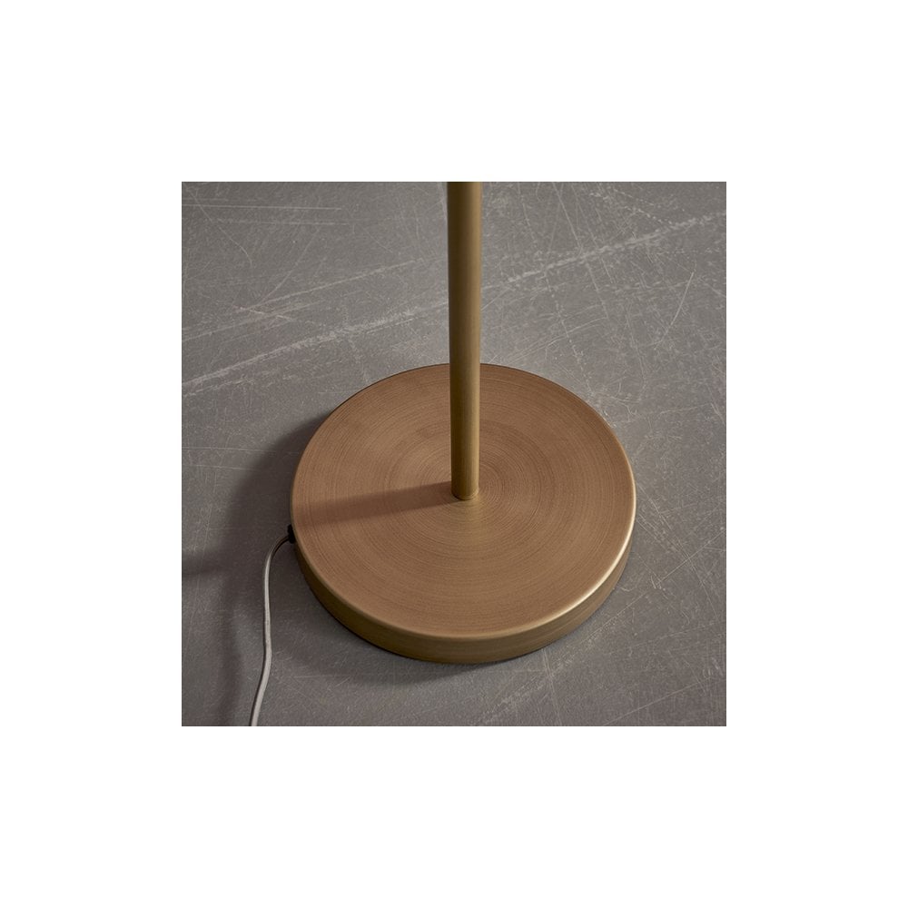 1 Light Floor  Lamp Brushed Gold Paint & Gloss Opal Glass