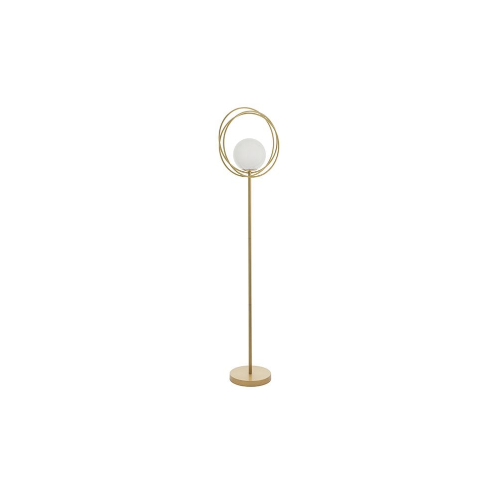 1 Light Floor  Lamp Brushed Gold Paint & Gloss Opal Glass
