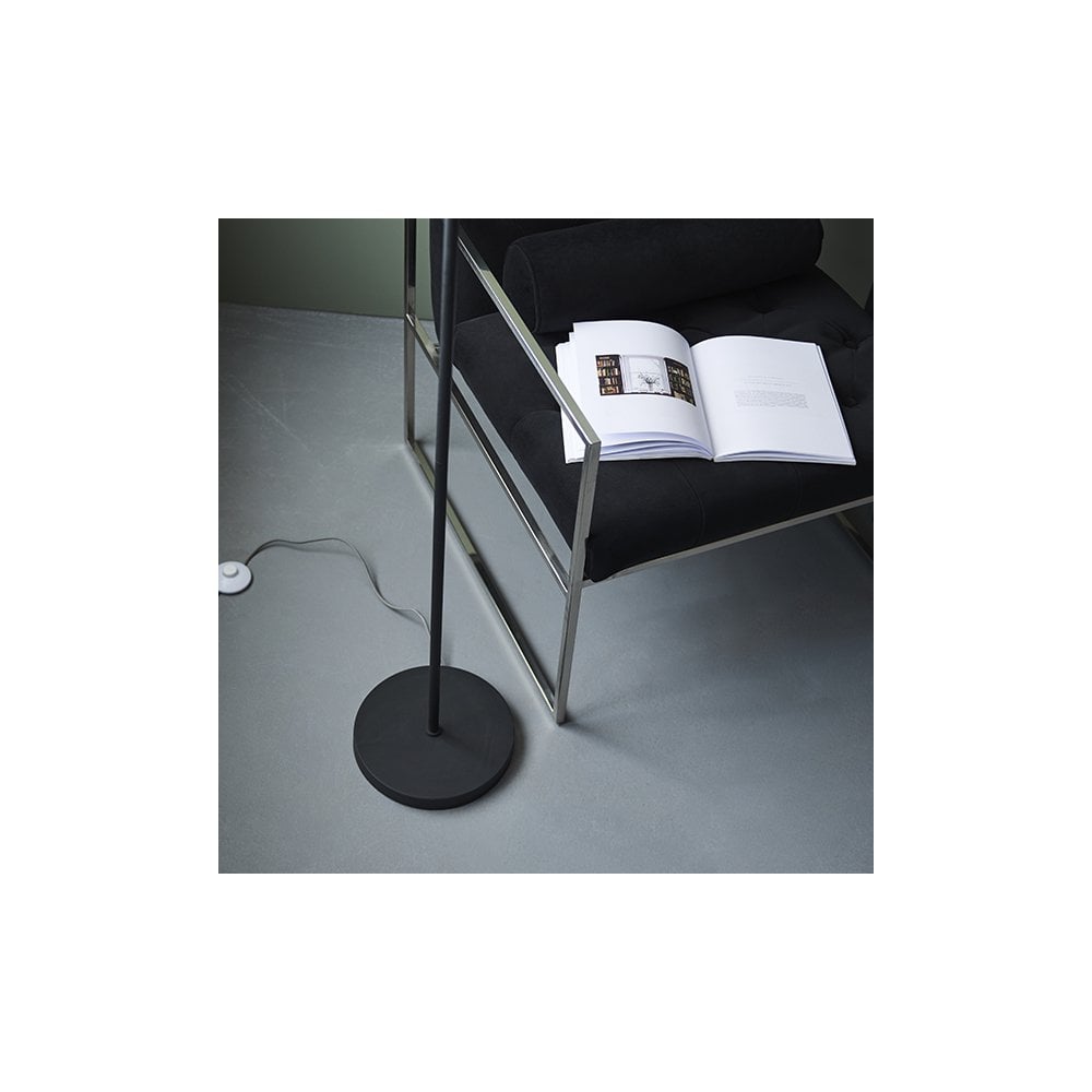 92604 2 Light Floor Lamp Textured Matt Black & Gloss Opal Glass