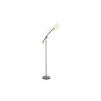 92604 2 Light Floor Lamp Textured Matt Black & Gloss Opal Glass