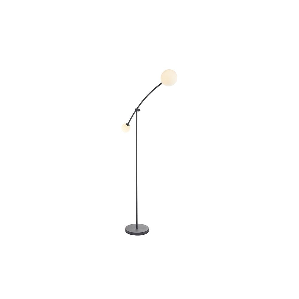 92604 2 Light Floor Lamp Textured Matt Black & Gloss Opal Glass