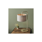 92621 1 Light Table Lamp Satin Champagne Paint & Slate Grey Fabric