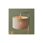 92621 1 Light Table Lamp Satin Champagne Paint & Slate Grey Fabric