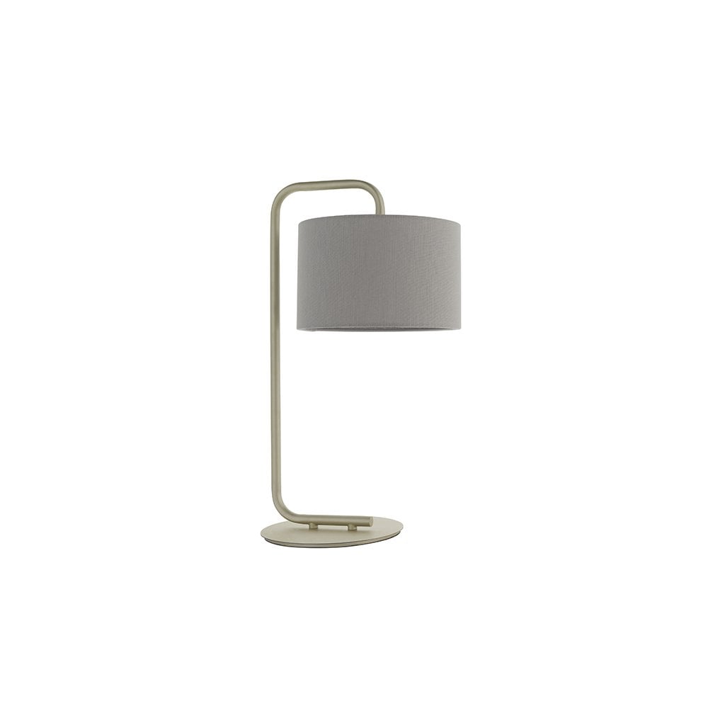 92621 1 Light Table Lamp Satin Champagne Paint & Slate Grey Fabric