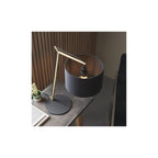 92625 1 Light Table Lamp Matt Brass Plate & Black Cotton Fabric