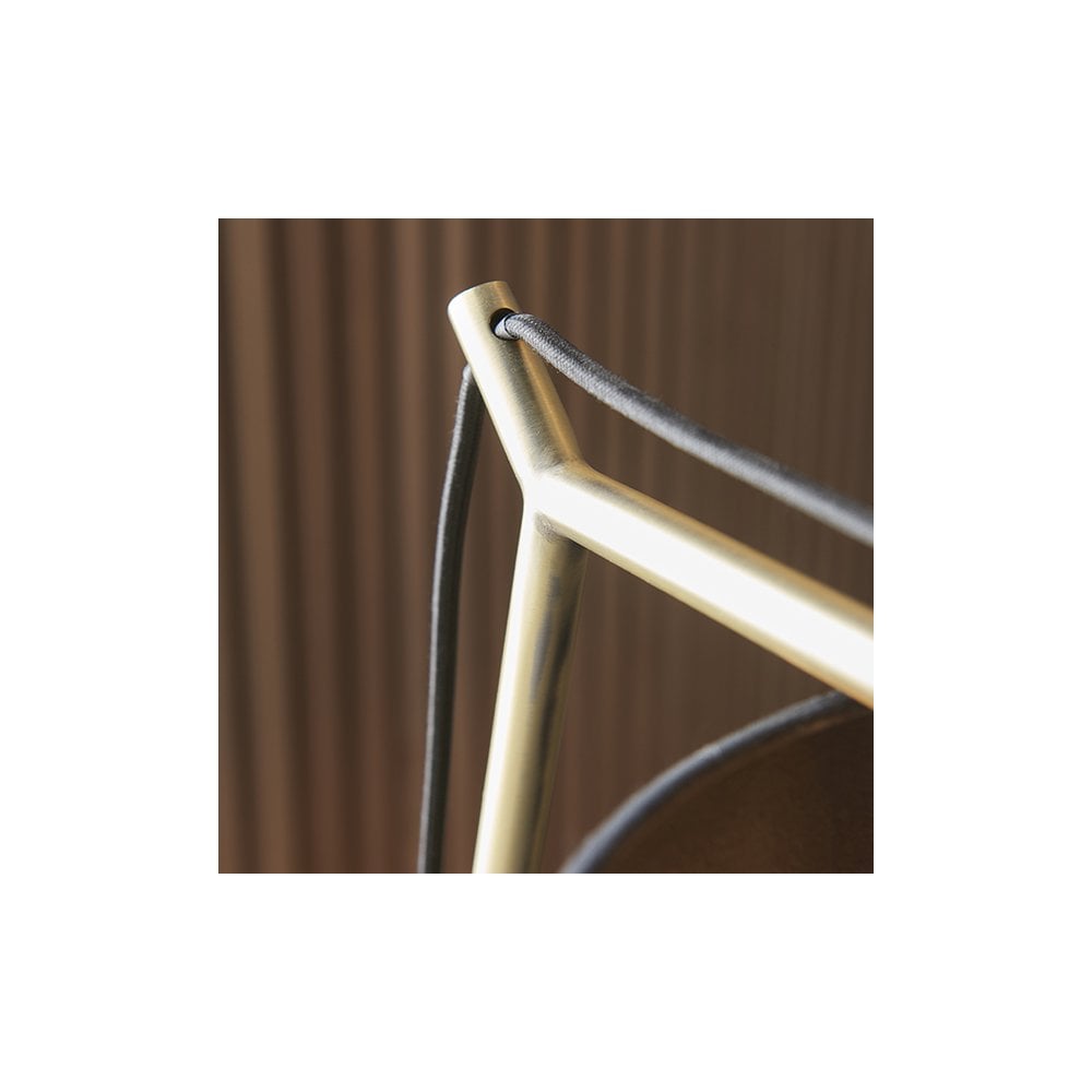 92625 1 Light Table Lamp Matt Brass Plate & Black Cotton Fabric