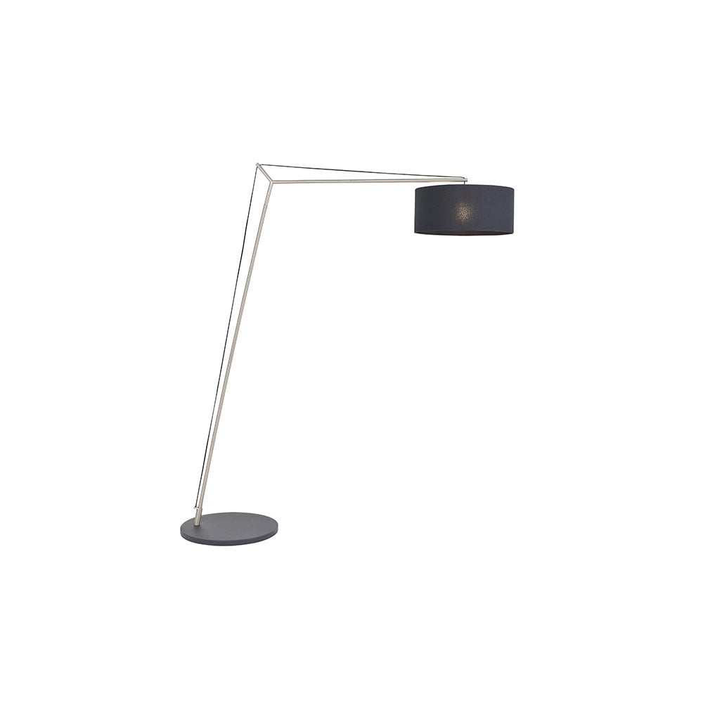 92627 1 Light Floor Lamp Matt Nickel Plate & Black Cotton Fabric
