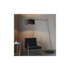 92627 1 Light Floor Lamp Matt Nickel Plate & Black Cotton Fabric