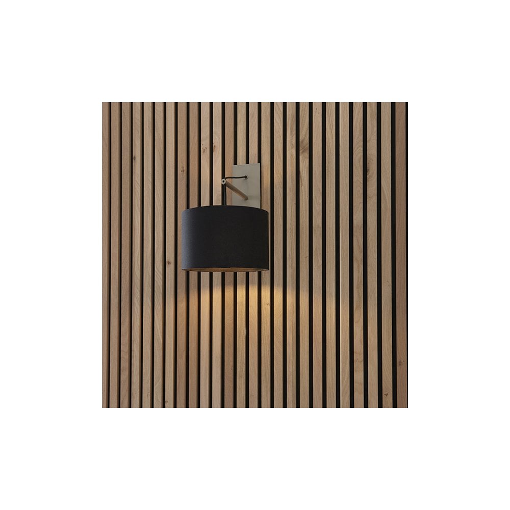 92628 1 Light Wall Light Matt Nickel Plate & Black Cotton Fabric