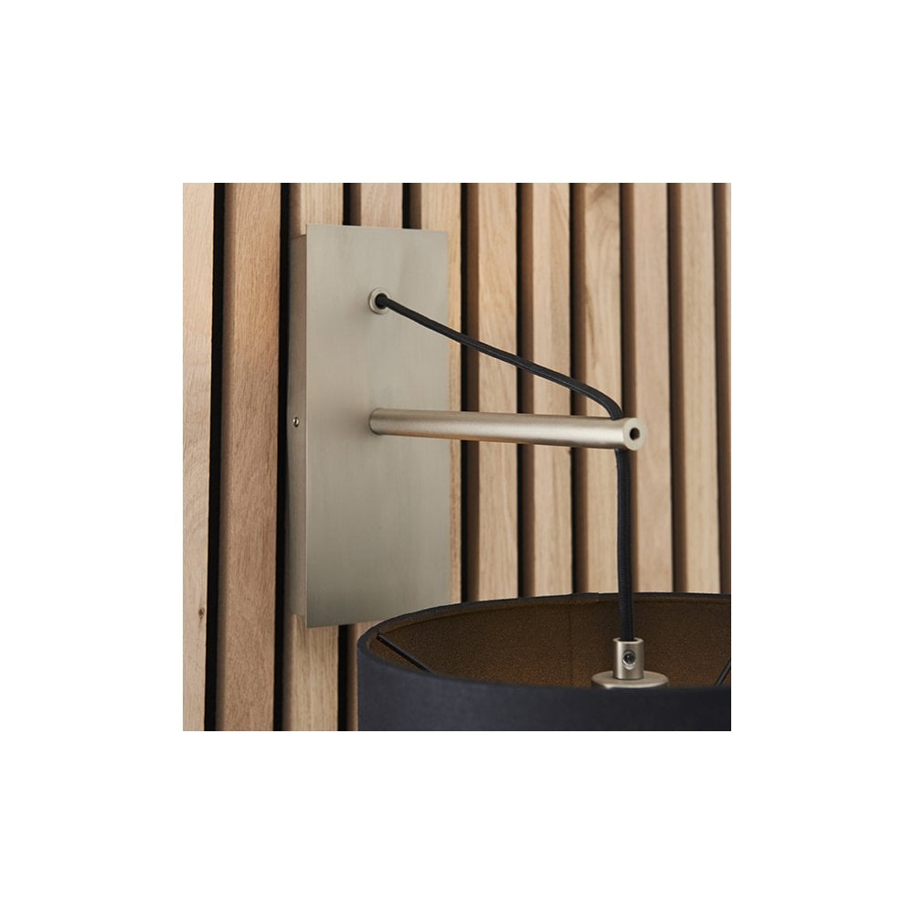 92628 1 Light Wall Light Matt Nickel Plate & Black Cotton Fabric
