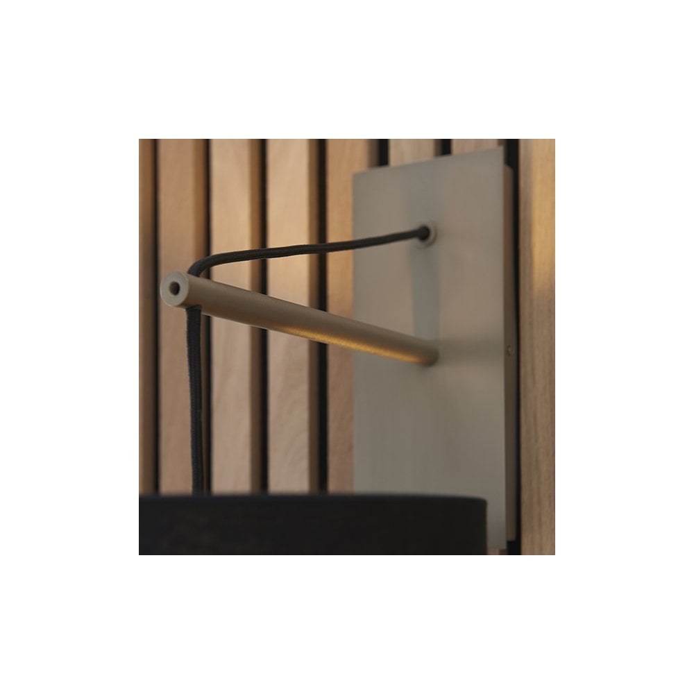 92628 1 Light Wall Light Matt Nickel Plate & Black Cotton Fabric