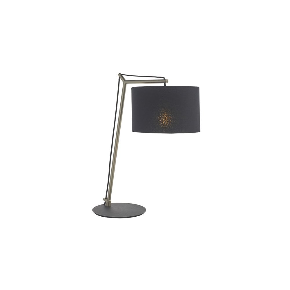 92629 1 Light Table Lamp Matt Nickel Plate & Black Cotton Fabric