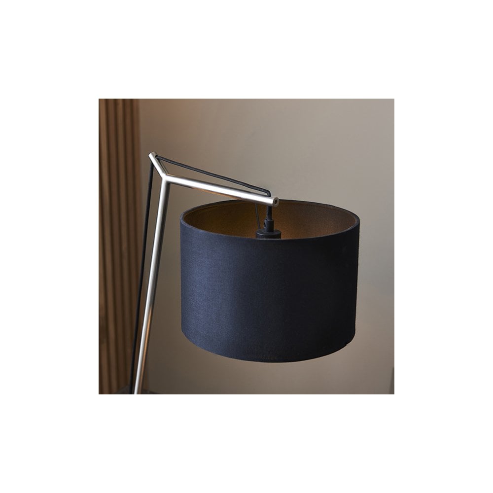 92629 1 Light Table Lamp Matt Nickel Plate & Black Cotton Fabric