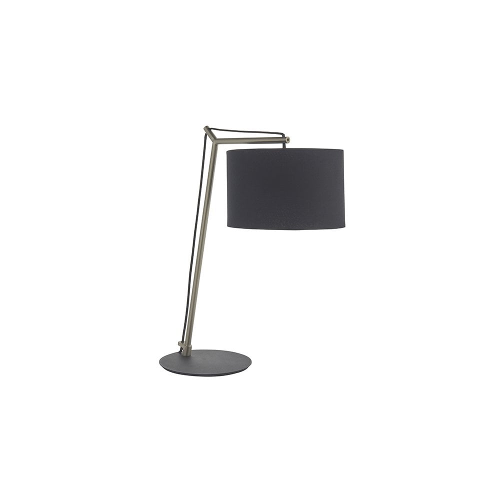 92629 1 Light Table Lamp Matt Nickel Plate & Black Cotton Fabric