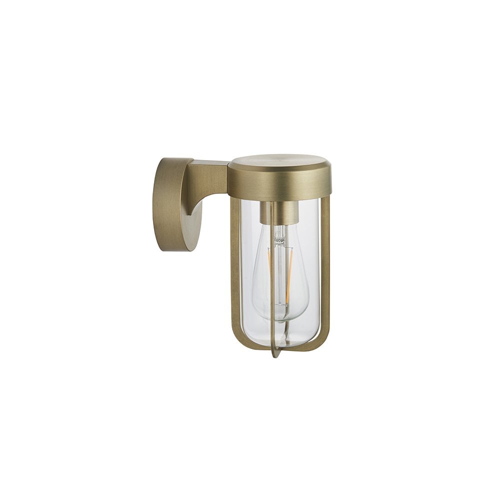 92855 Outdoor 1 Light Wall Light Brushed Gold Finish & Clear Glass