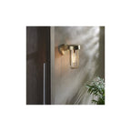 92855 Outdoor 1 Light Wall Light Brushed Gold Finish & Clear Glass