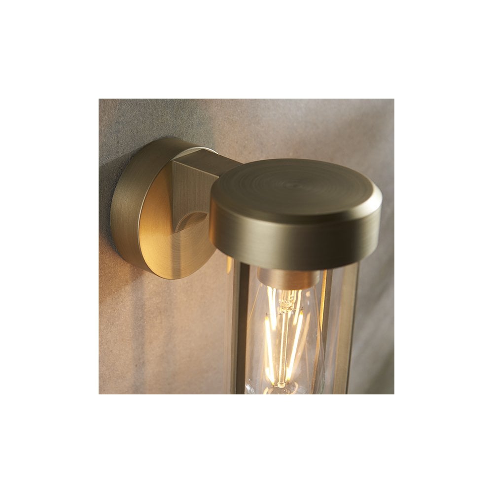 92855 Outdoor 1 Light Wall Light Brushed Gold Finish & Clear Glass
