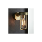 92855 Outdoor 1 Light Wall Light Brushed Gold Finish & Clear Glass
