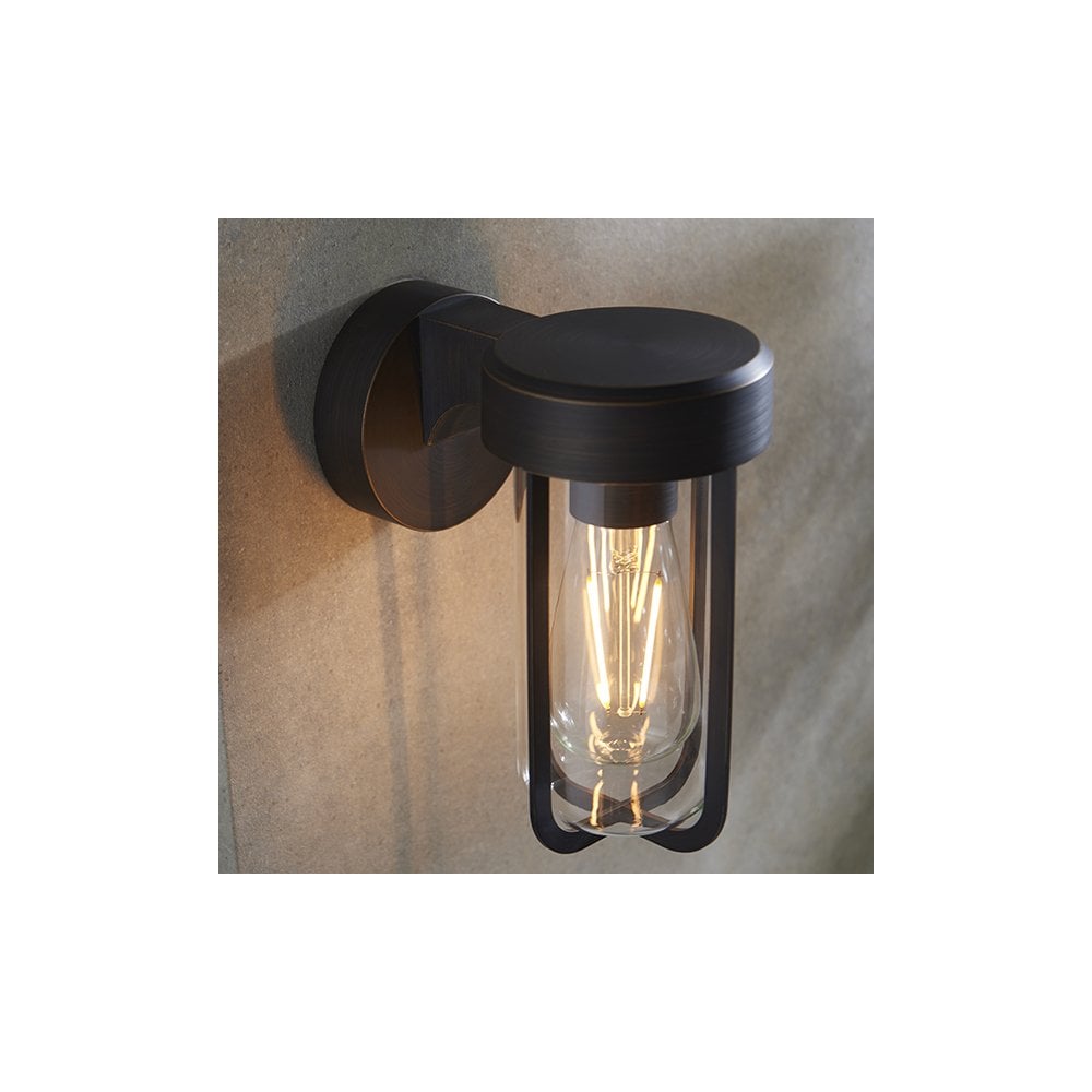 92857 Outdoor 1 Light Wall Light Brushed Bronze Finish & Clear Glass