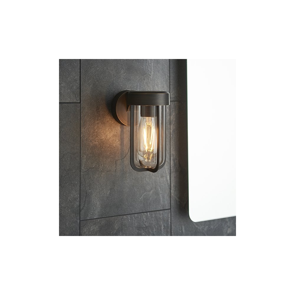 92857 Outdoor 1 Light Wall Light Brushed Bronze Finish & Clear Glass