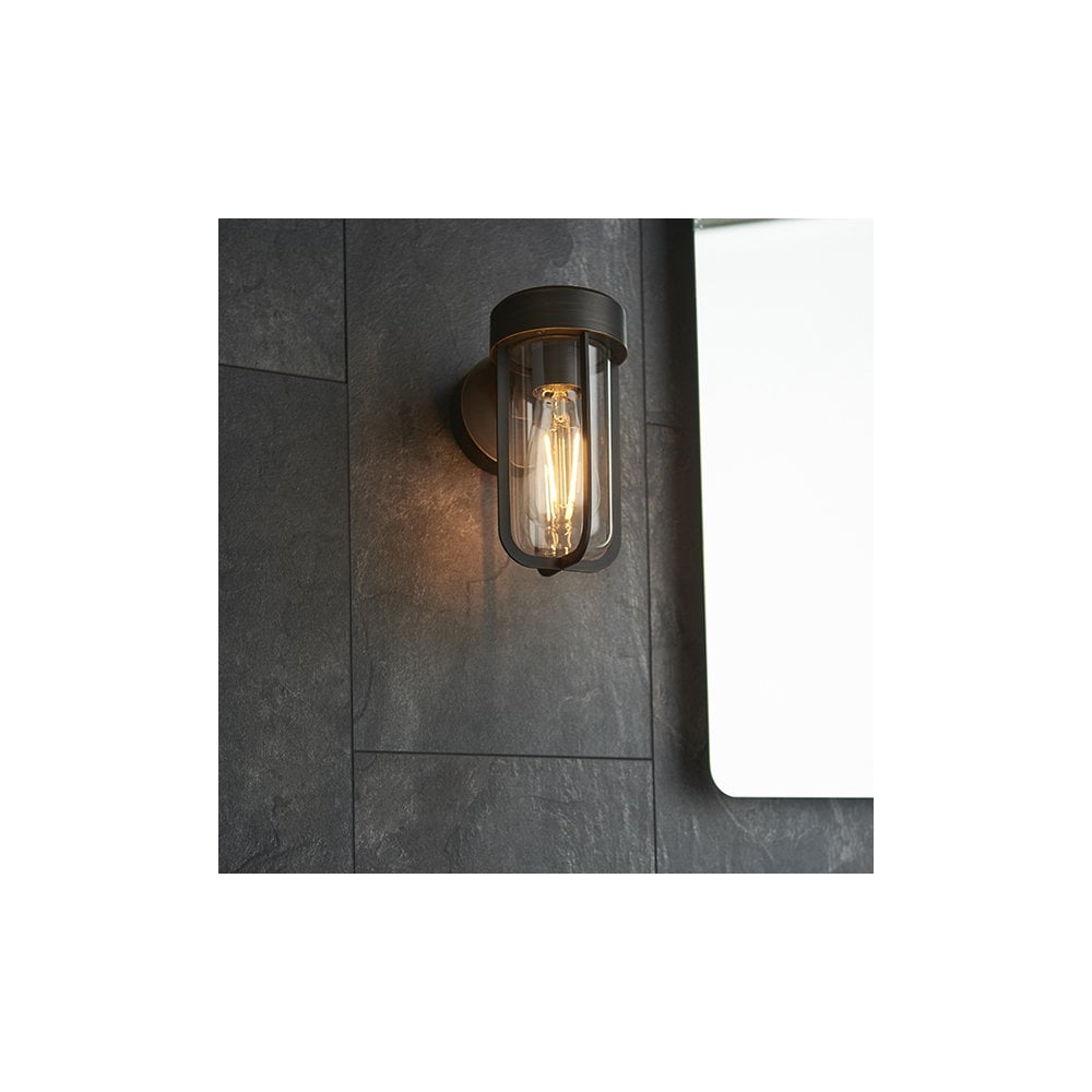 92857 Outdoor 1 Light Wall Light Brushed Bronze Finish & Clear Glass