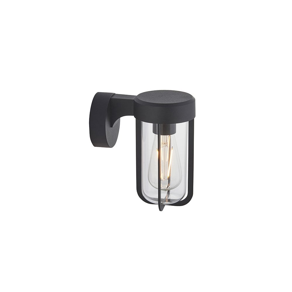 92859 Outdoor 1 Light Wall Light Matt Black Finish & Clear Glass