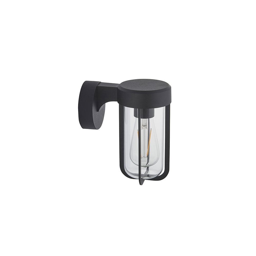 92859 Outdoor 1 Light Wall Light Matt Black Finish & Clear Glass