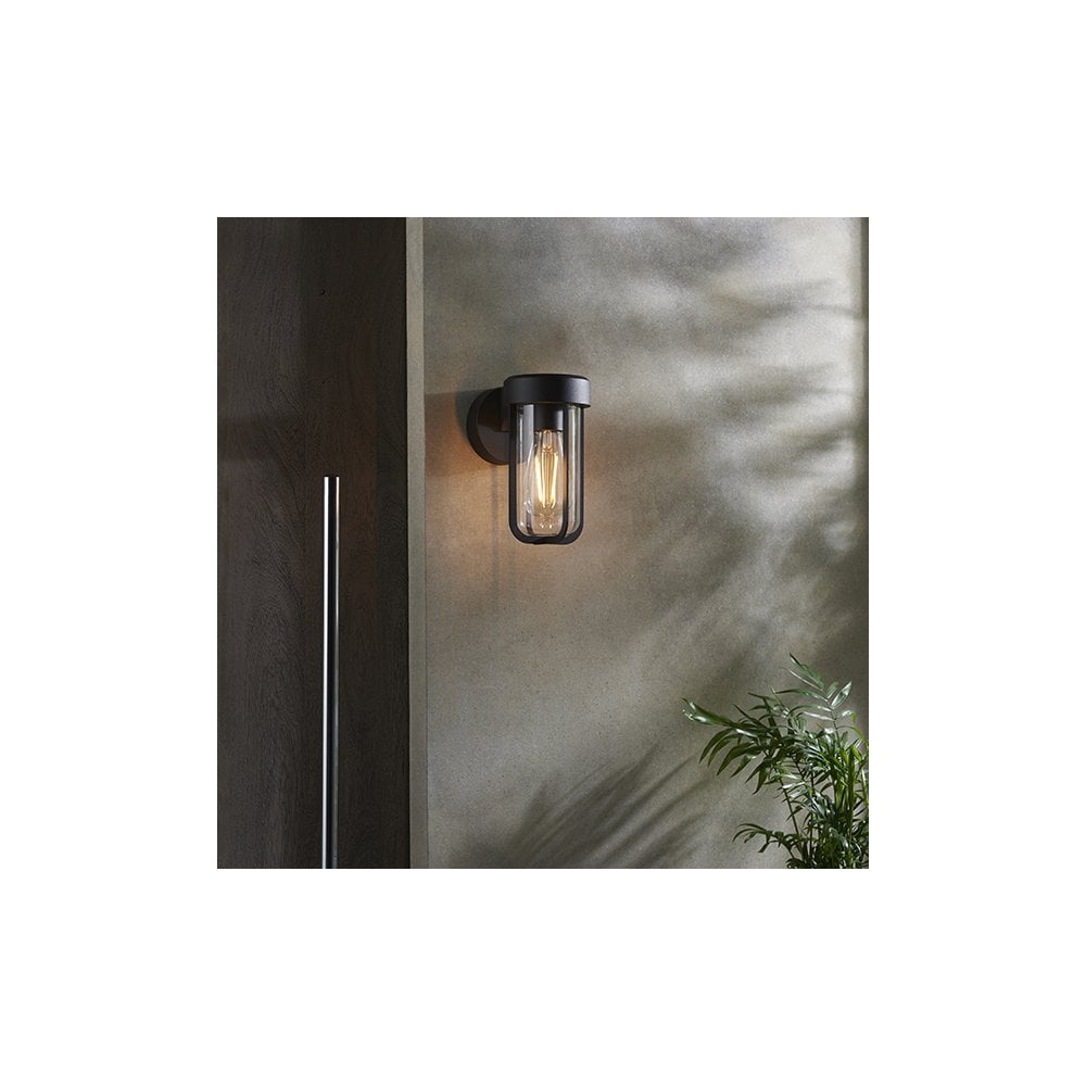 92859 Outdoor 1 Light Wall Light Matt Black Finish & Clear Glass