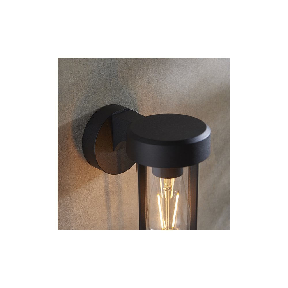 92859 Outdoor 1 Light Wall Light Matt Black Finish & Clear Glass