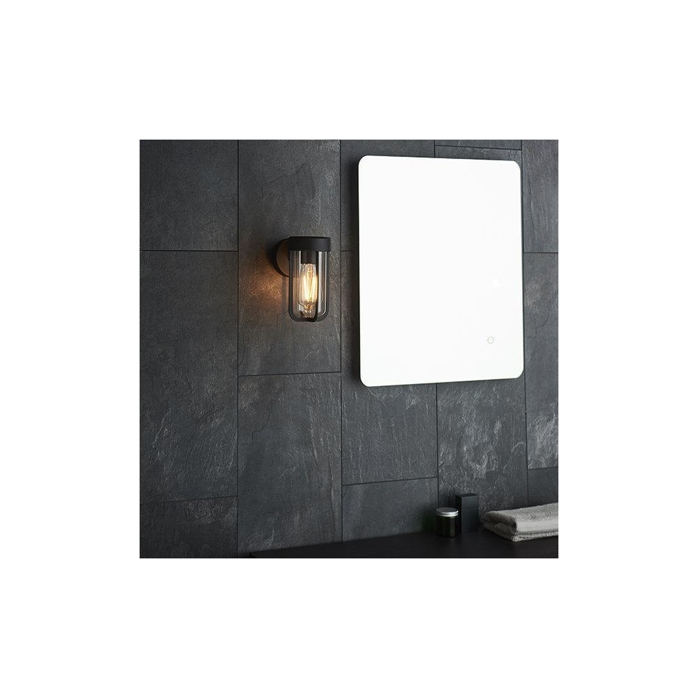 92859 Outdoor 1 Light Wall Light Matt Black Finish & Clear Glass