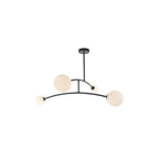 92940 4 Light Semi Flush Ceiling Light Textured Matt Black & Gloss Opal Glass
