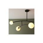 92940 4 Light Semi Flush Ceiling Light Textured Matt Black & Gloss Opal Glass