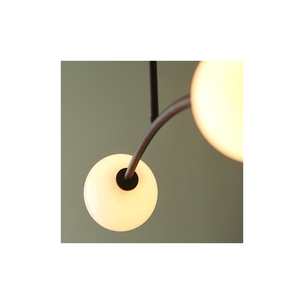 92940 4 Light Semi Flush Ceiling Light Textured Matt Black & Gloss Opal Glass