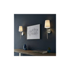92949 1 Light Wall Light Bright Nickel Plate & Vintage White Fabric Shade
