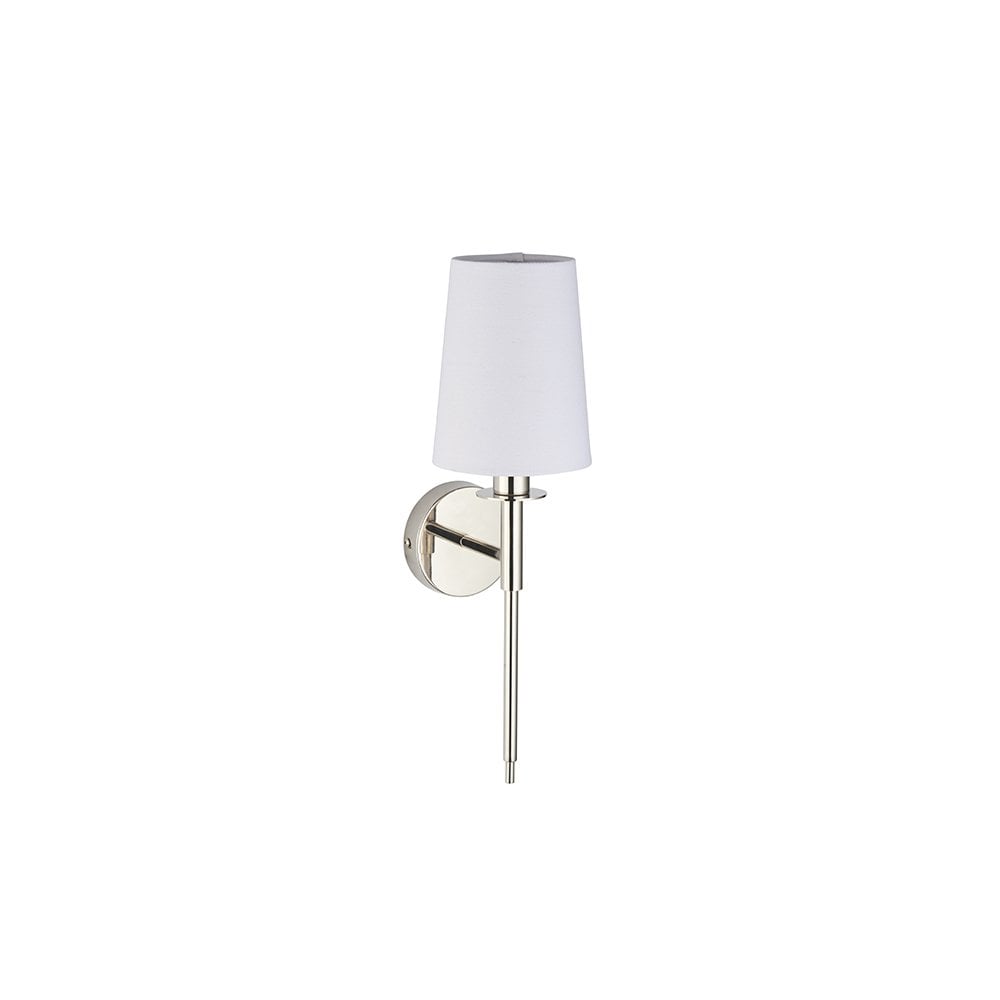 92949 1 Light Wall Light Bright Nickel Plate & Vintage White Fabric Shade
