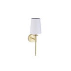 92955 1 Light Wall Light Satin Brass Plate & Vintage White Fabric Shade