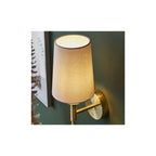 92955 1 Light Wall Light Satin Brass Plate & Vintage White Fabric Shade