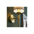 92955 1 Light Wall Light Satin Brass Plate & Vintage White Fabric Shade