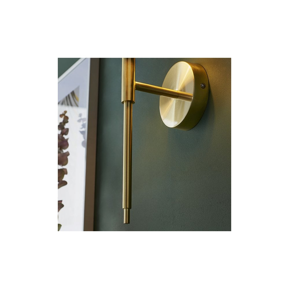 92955 1 Light Wall Light Satin Brass Plate & Vintage White Fabric Shade