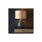 93059 1 Light Table Lamp Turquoise Tinted Glass & Gold Satin Fabric