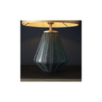93059 1 Light Table Lamp Turquoise Tinted Glass & Gold Satin Fabric