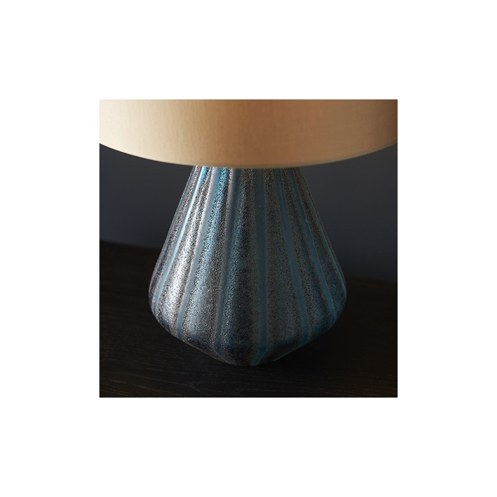 93059 1 Light Table Lamp Turquoise Tinted Glass & Gold Satin Fabric