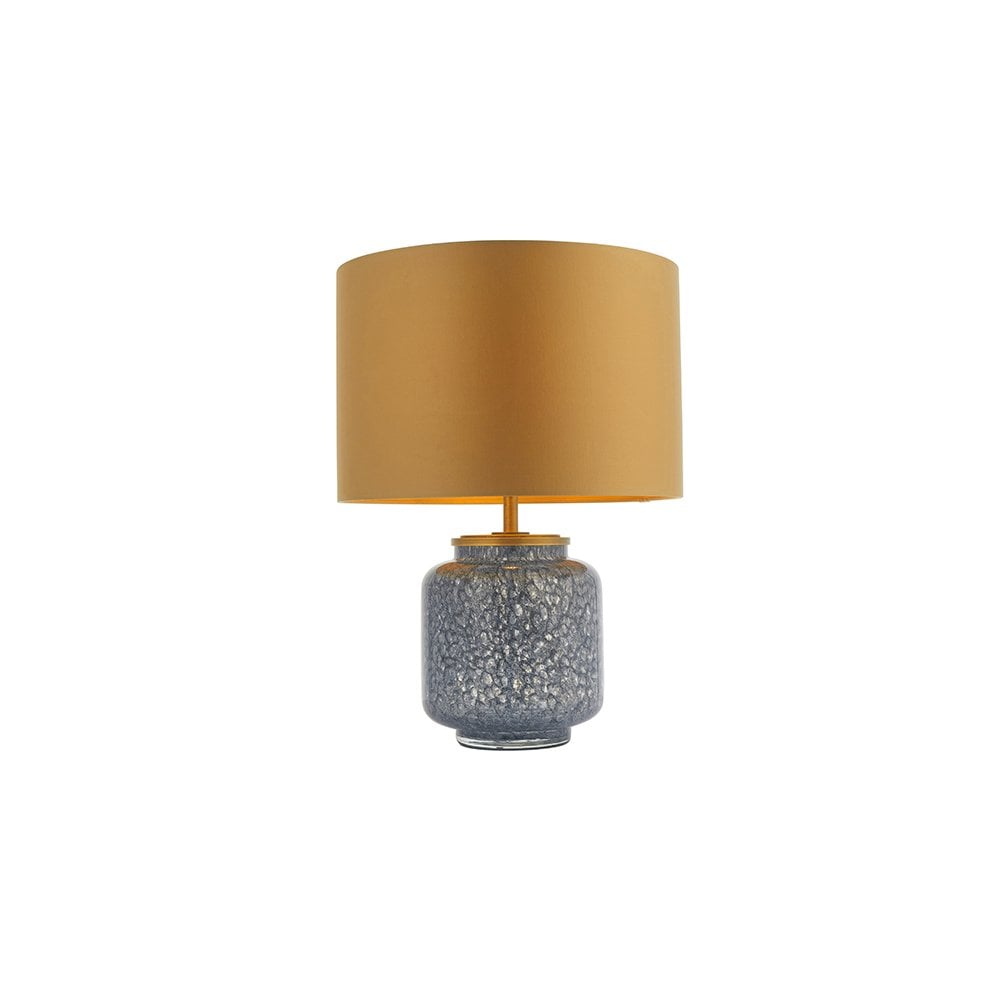 93067 1 Light Table Lamp Cobalt Glass & Gold Satin Fabric