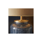 93067 1 Light Table Lamp Cobalt Glass & Gold Satin Fabric