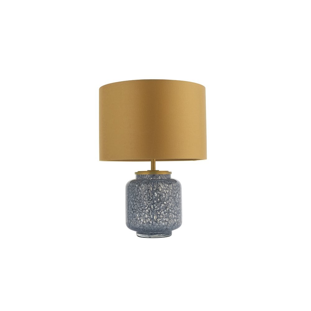 93067 1 Light Table Lamp Cobalt Glass & Gold Satin Fabric