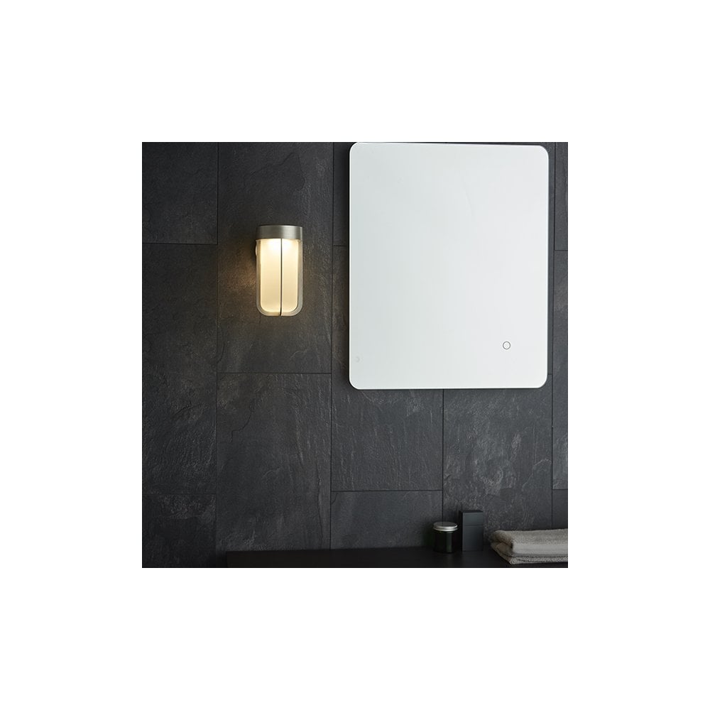 94990 Outdoor LED Wall Light Brushed Silver Finish & Frosted Glass