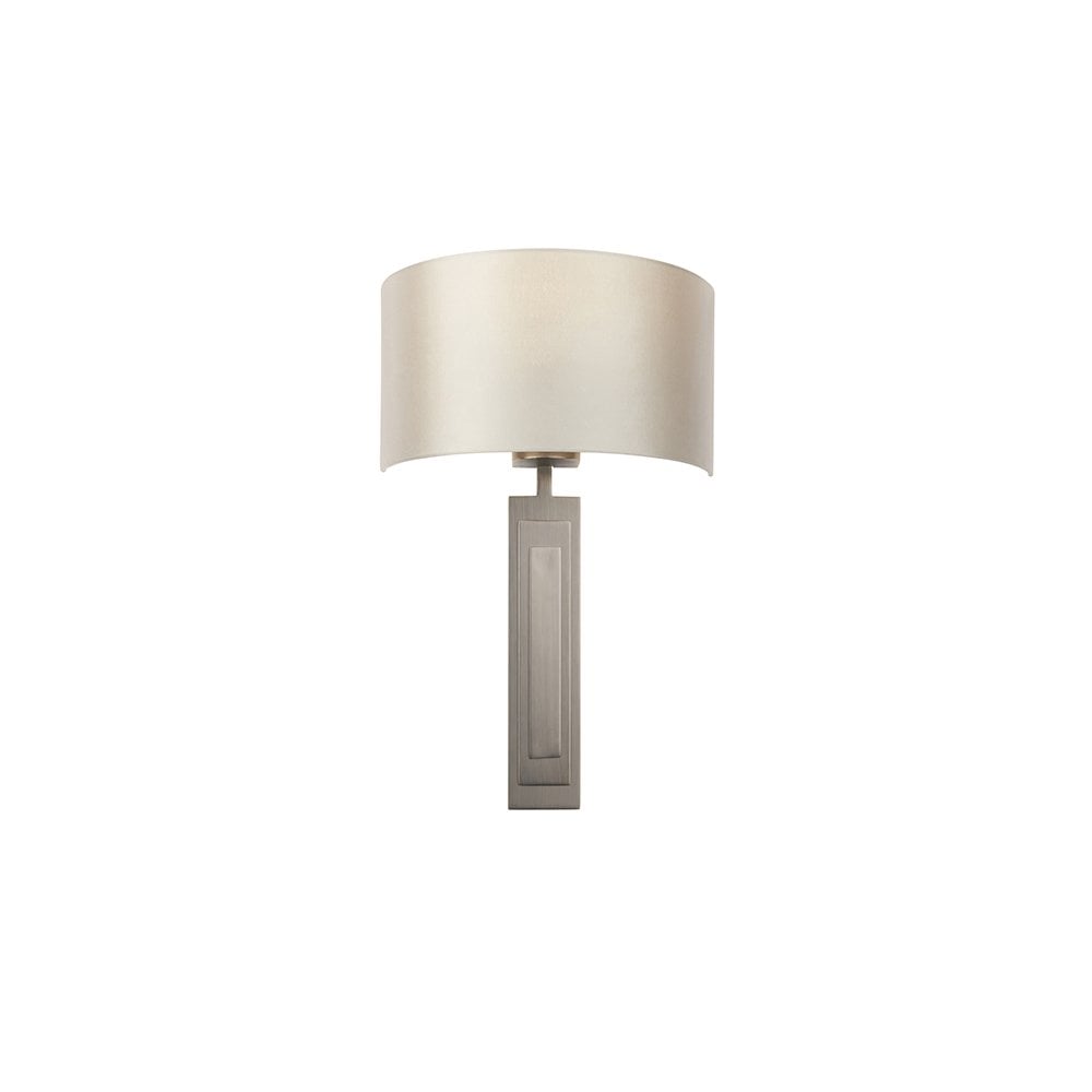 95271 1 Light Wall Light Brushed Bronze Plate & Mink Satin Fabric Shade