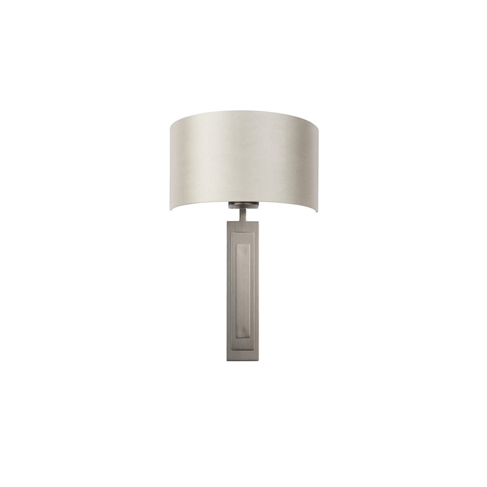95271 1 Light Wall Light Brushed Bronze Plate & Mink Satin Fabric Shade