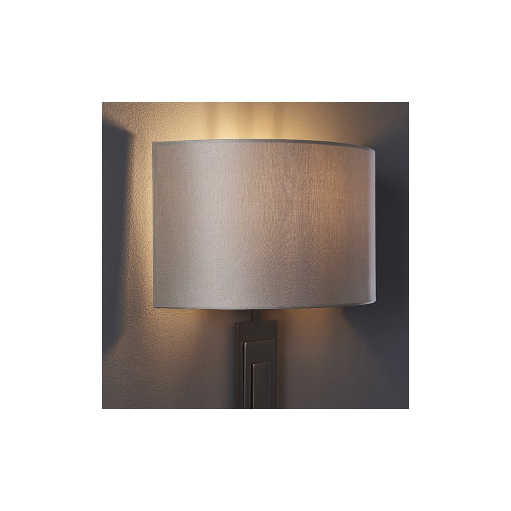 95271 1 Light Wall Light Brushed Bronze Plate & Mink Satin Fabric Shade